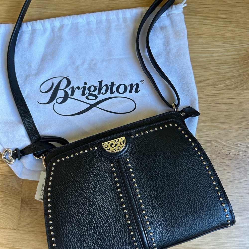 Brighton Beckman Organizer Crossbody Bag Pretty Tough Black leather
